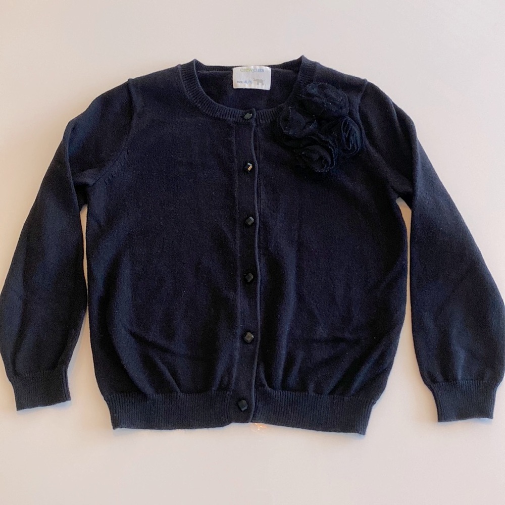 Crewcuts Girls Sweater Black with Accent Flowers